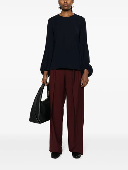 Bishop Sleeves Round-Neck Blouse