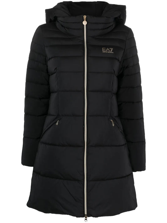 Logo-Print Hooded Padded Coat