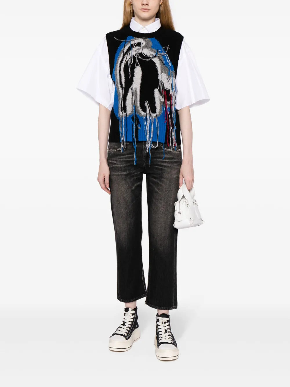 Distressed-Effect Cropped Jeans