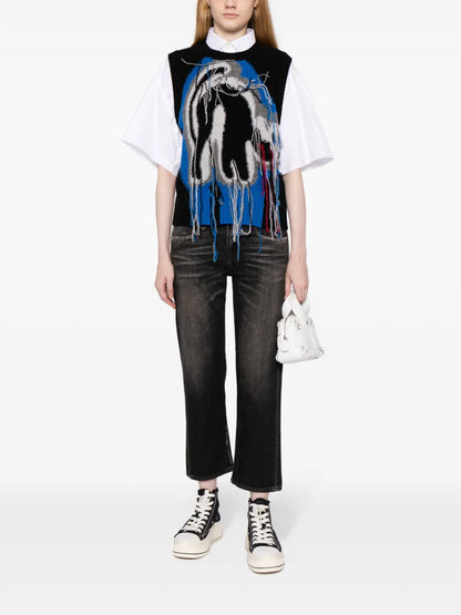 Distressed-Effect Cropped Jeans