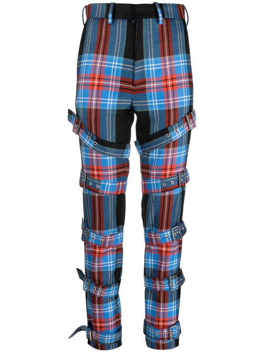 Tartan Buckled Straight-Leg Trousers