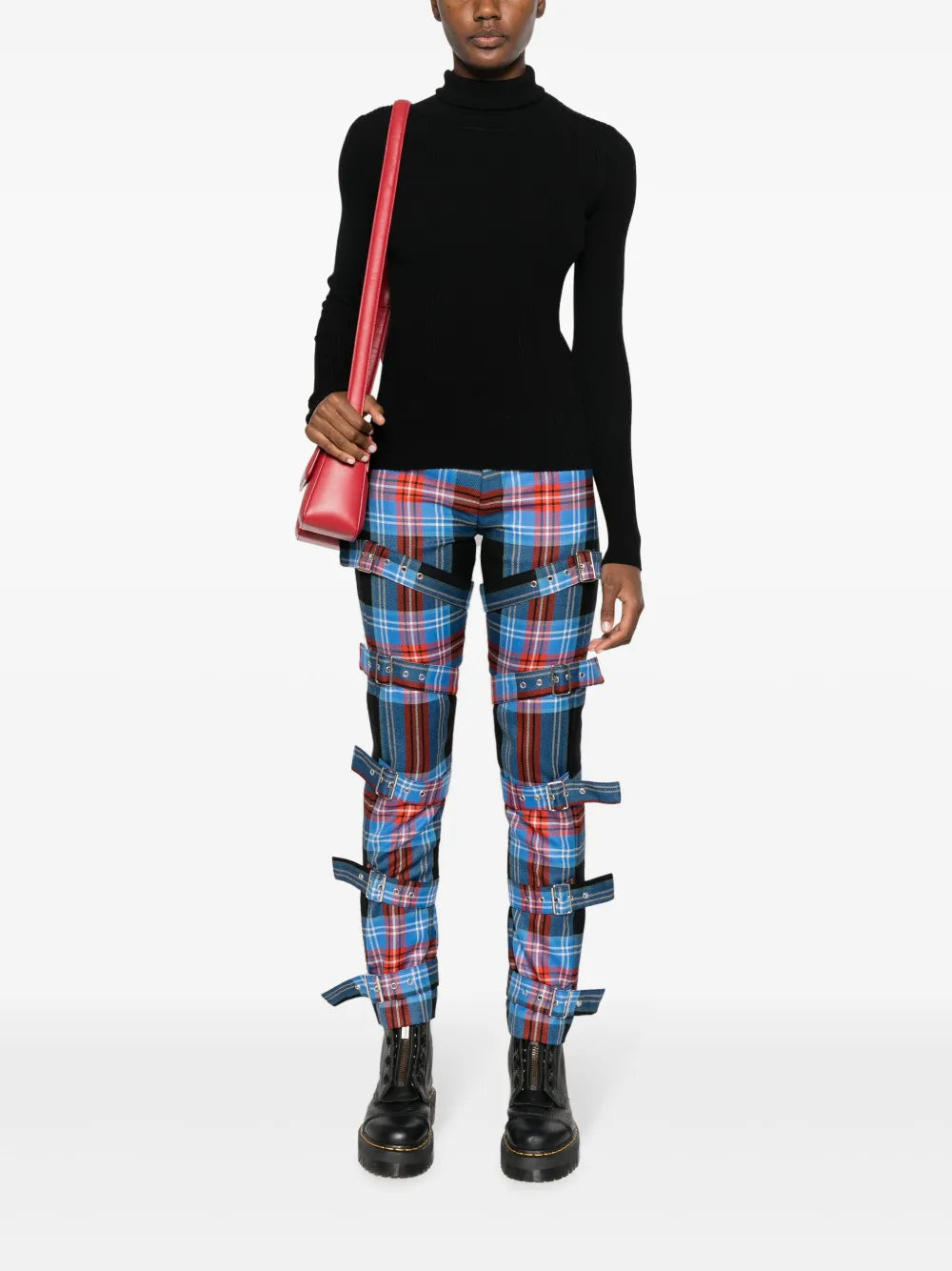 Tartan Buckled Straight-Leg Trousers