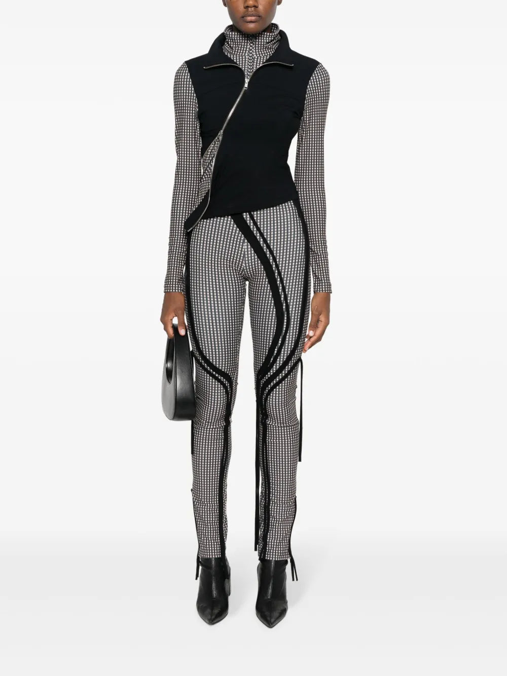 Layered Checked High-Neck Top
