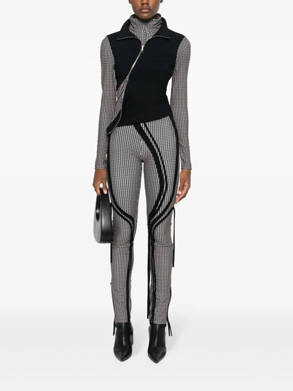 Layered Checked High-Neck Top