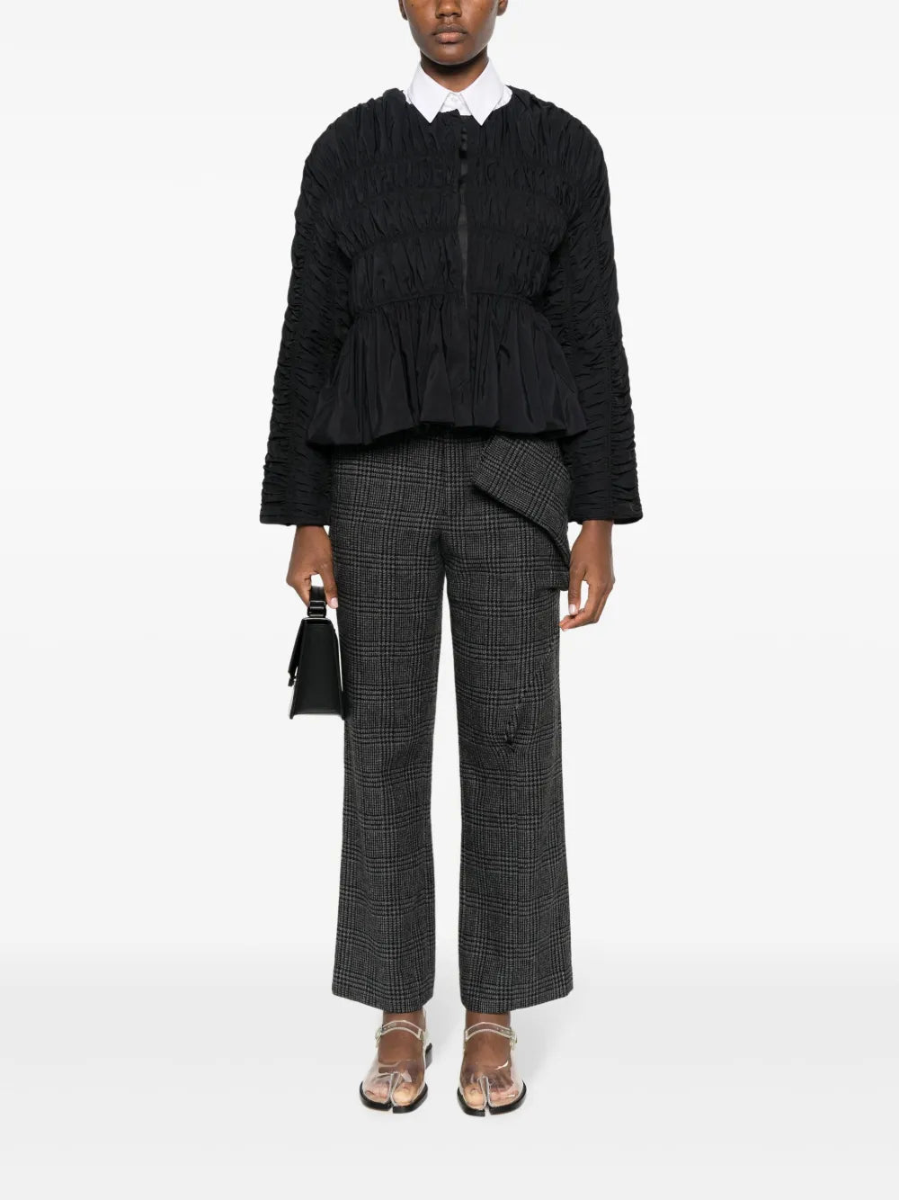 Houndstooth Straight-Leg Trousers
