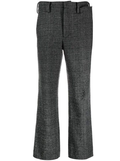 Houndstooth Straight-Leg Trousers