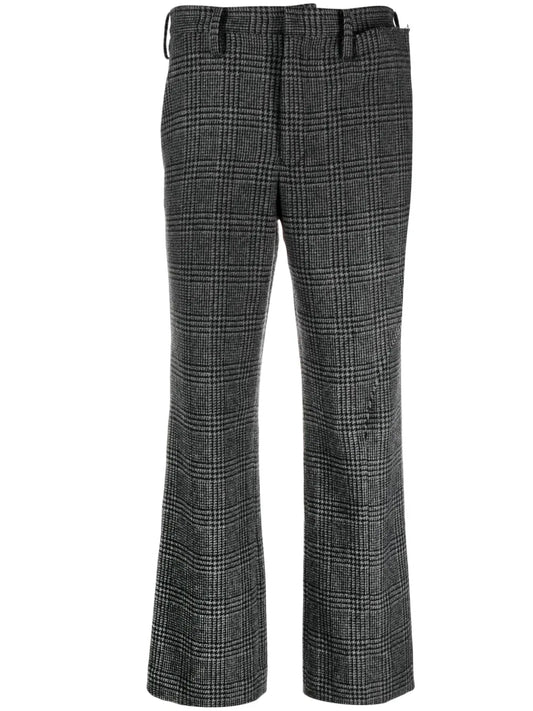 Houndstooth Straight-Leg Trousers
