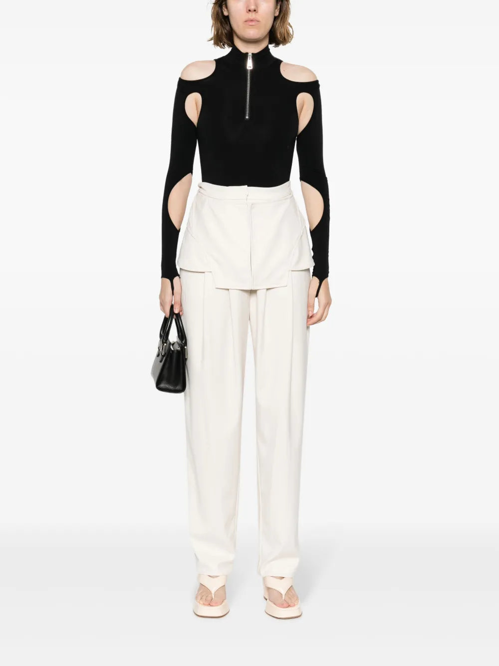 Layered-Detail High-Waist Trousers