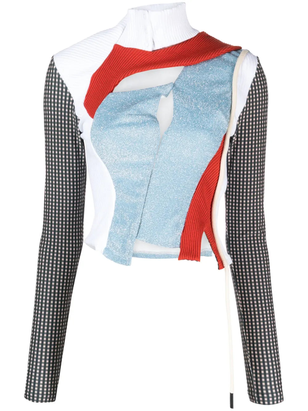 Metallic-Effect Detail Panelled Top