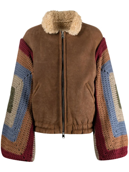 Patchwork Panelled Bomber Jacket