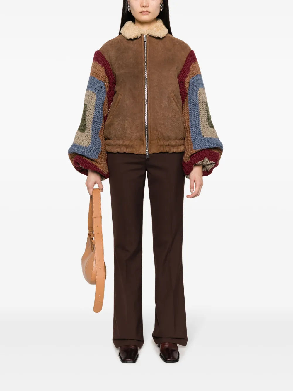 Patchwork Panelled Bomber Jacket