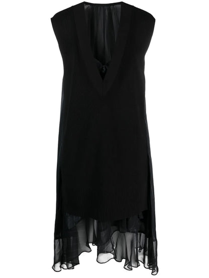 Asymmetric Knitted-Panel Dress