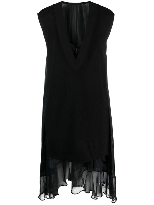 Asymmetric Knitted-Panel Dress