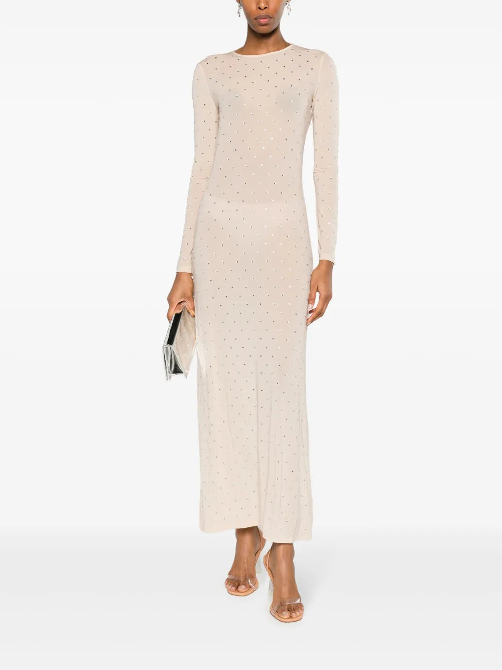 Rhinestone-Embellished Jersey Dress