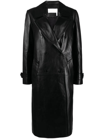 Double-Breasted Nappa Leather Coat