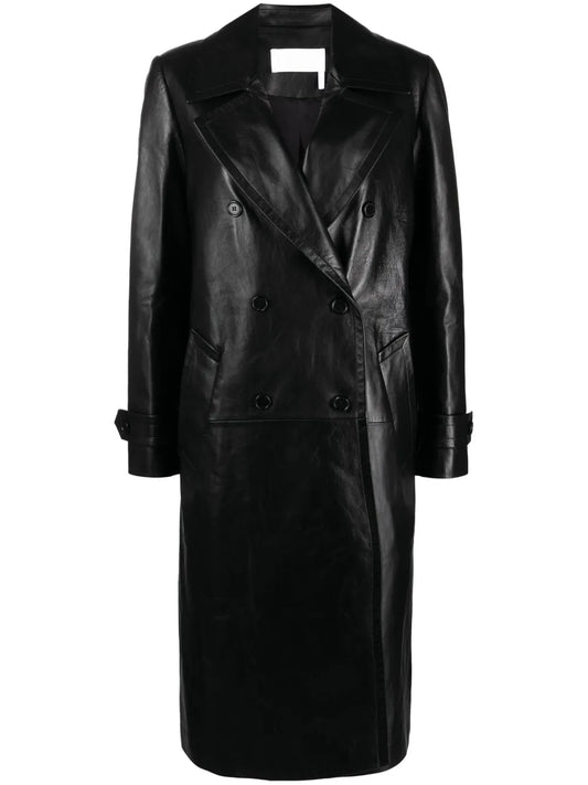 Double-Breasted Nappa Leather Coat