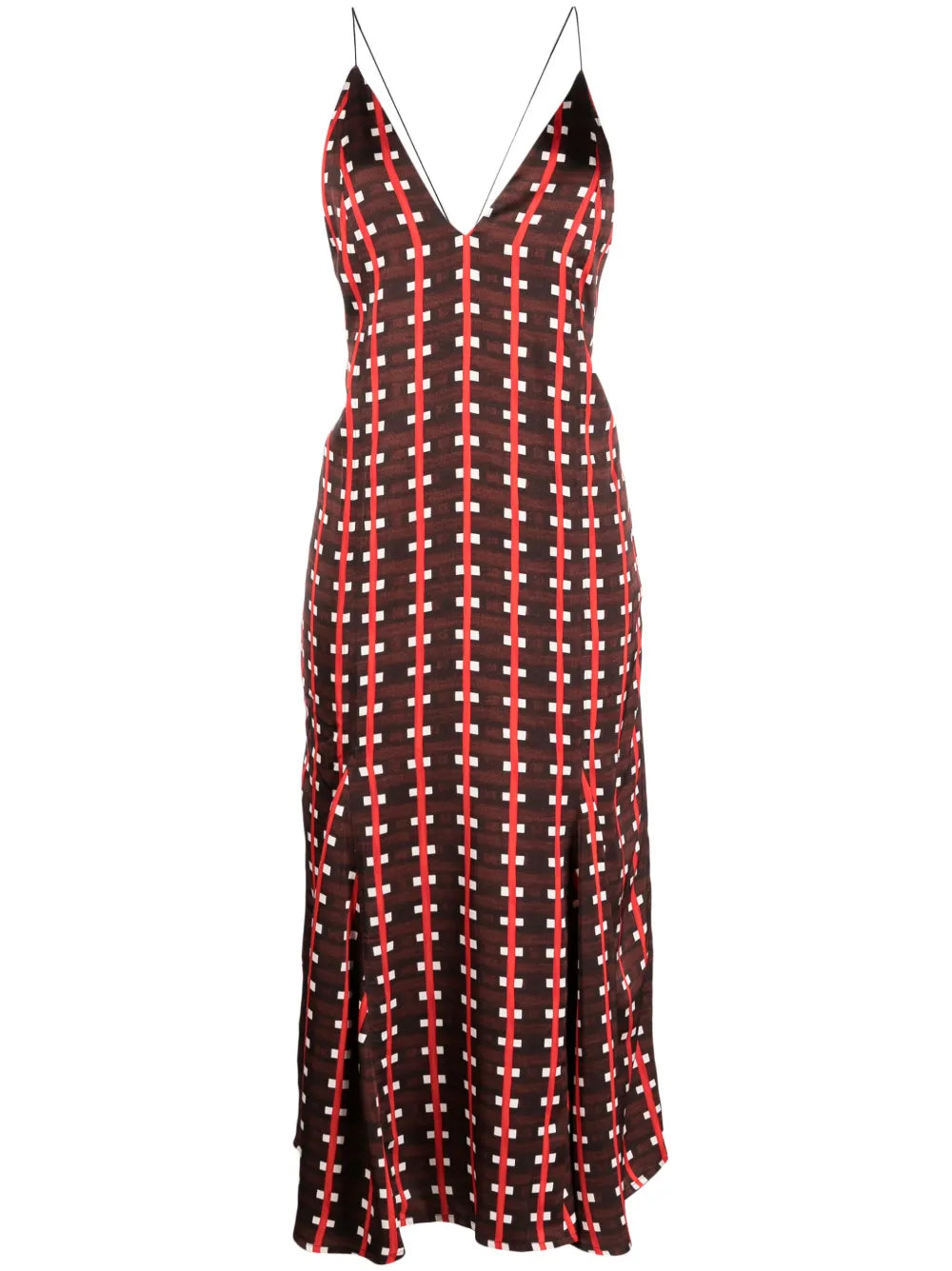 Geometric-Print V-Neck Maxi Dress