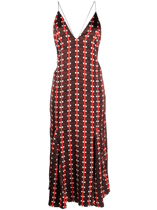 Geometric-Print V-Neck Maxi Dress