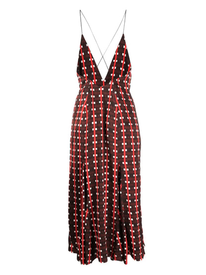 Geometric-Print V-Neck Maxi Dress