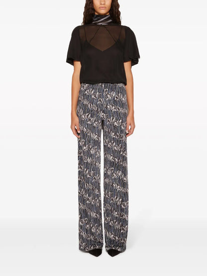 Floral Print Straight-Legged Trousers