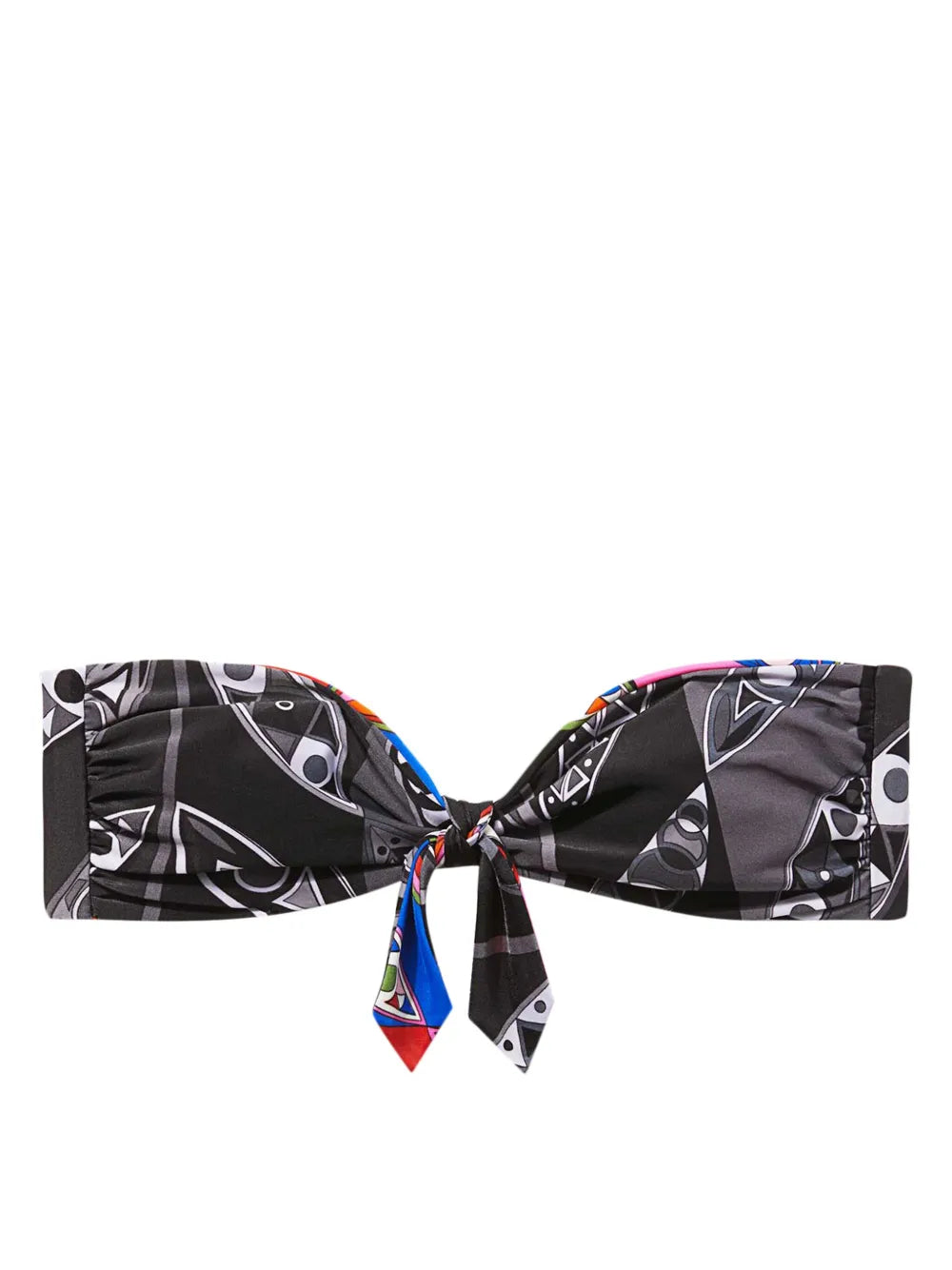 Abstract Print Strapless Bikini Top