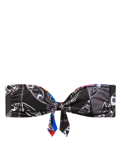 Abstract Print Strapless Bikini Top