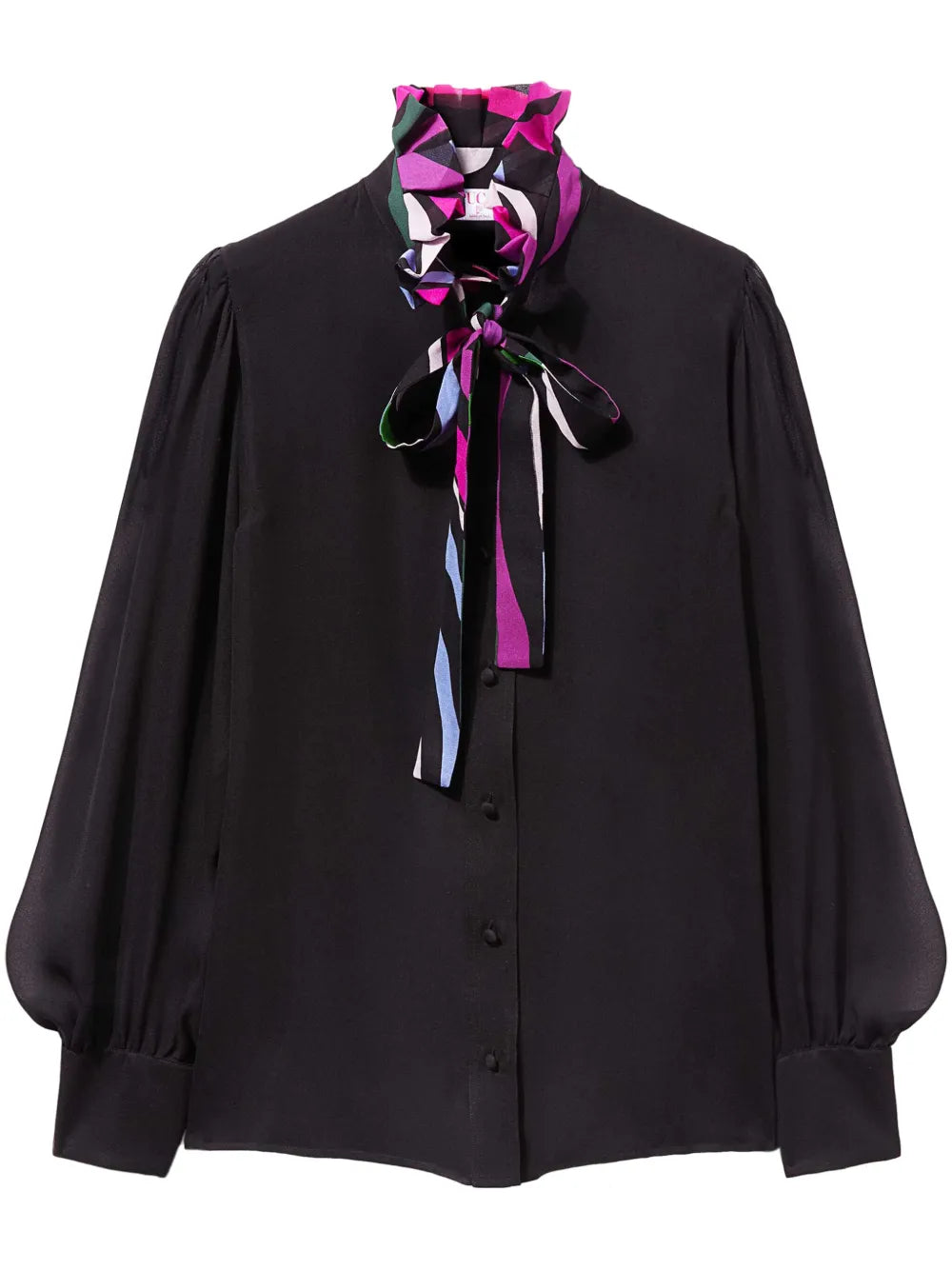 Marmo-Print Semi-Sheer Silk Shirt