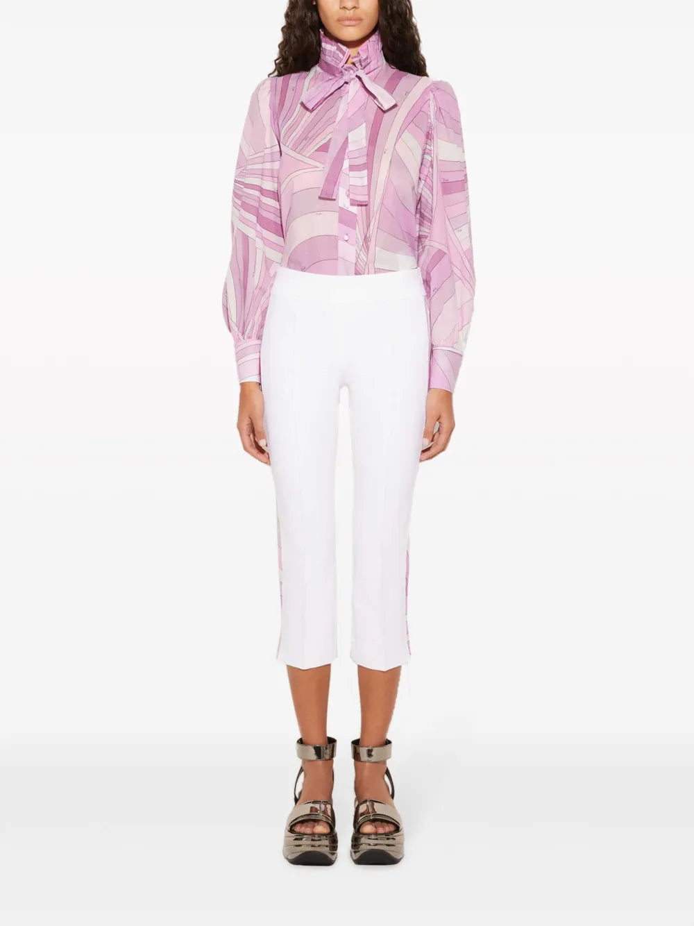 Iride-Print Cropped Trousers