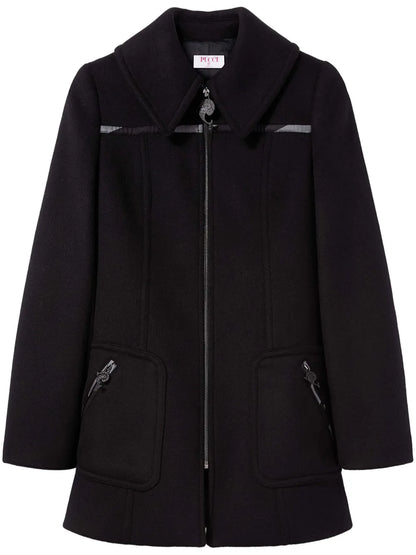 Oversize-Collar Zip-Up Wool Coat