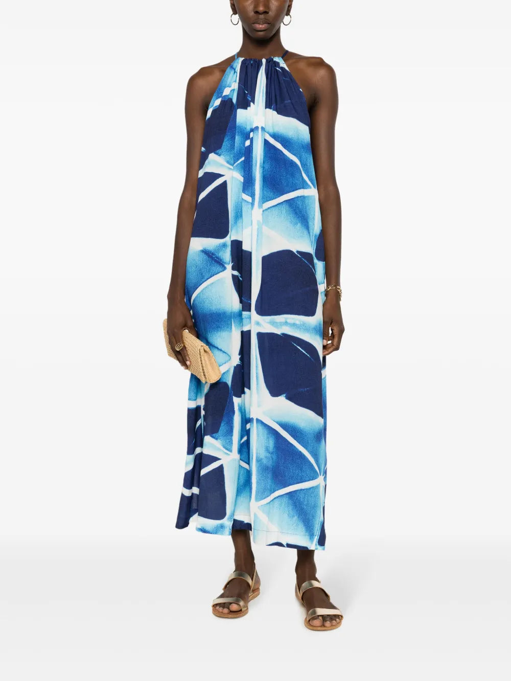 Abstract-Print Flared Dress