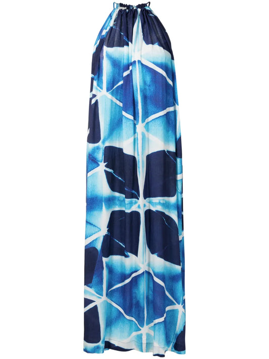 Abstract-Print Flared Dress