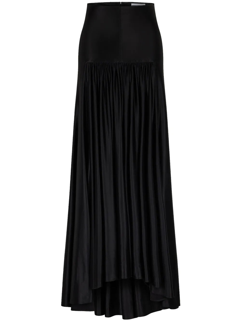 Glossy Finish Gathered Maxi Skirt