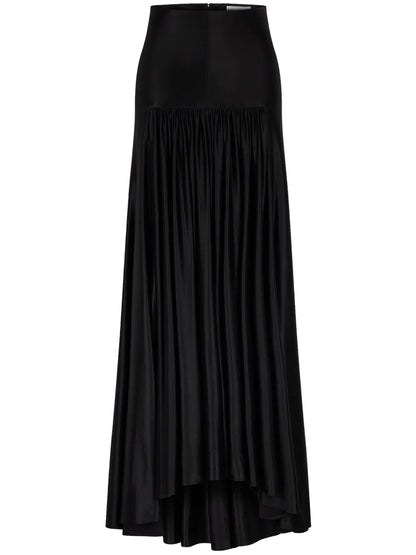 Glossy Finish Gathered Maxi Skirt