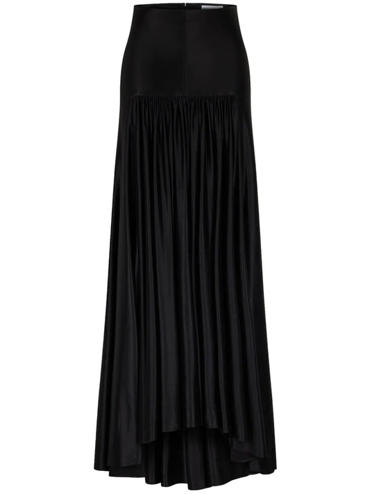 Glossy Finish Gathered Maxi Skirt