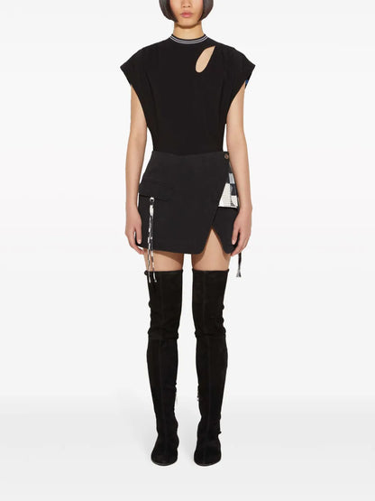 Cut-Out Detail Cap-Sleeved T-Shirt