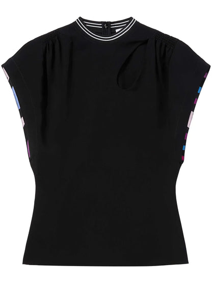 Cut-Out Detail Cap-Sleeved T-Shirt