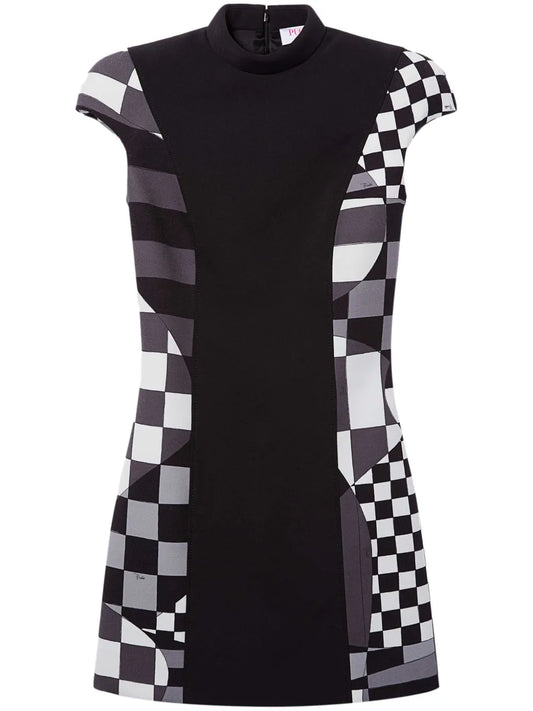 Giardino-Panel Mock-Neck Minidress
