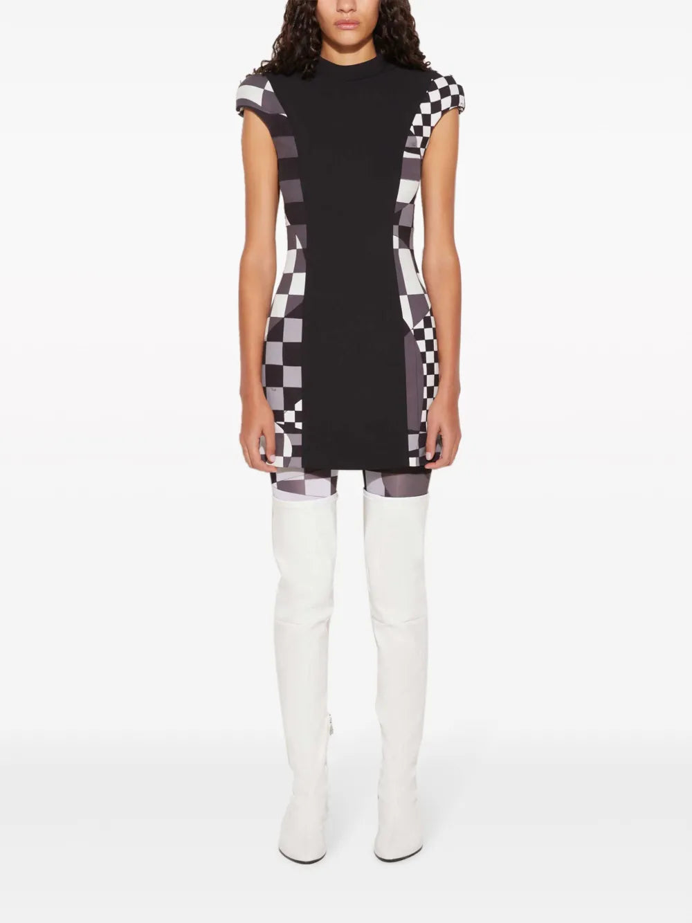 Giardino-Panel Mock-Neck Minidress