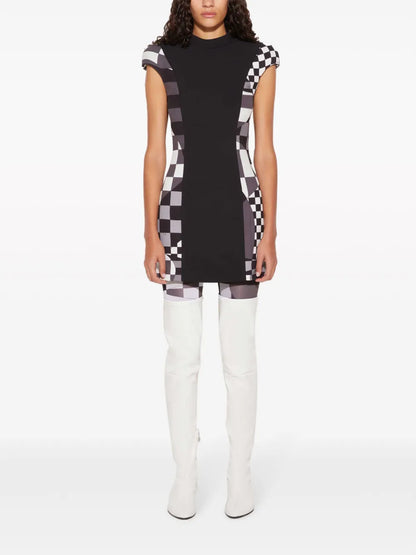 Giardino-Panel Mock-Neck Minidress