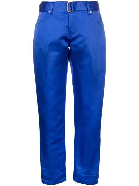 Cropped Silk Satin Trousers