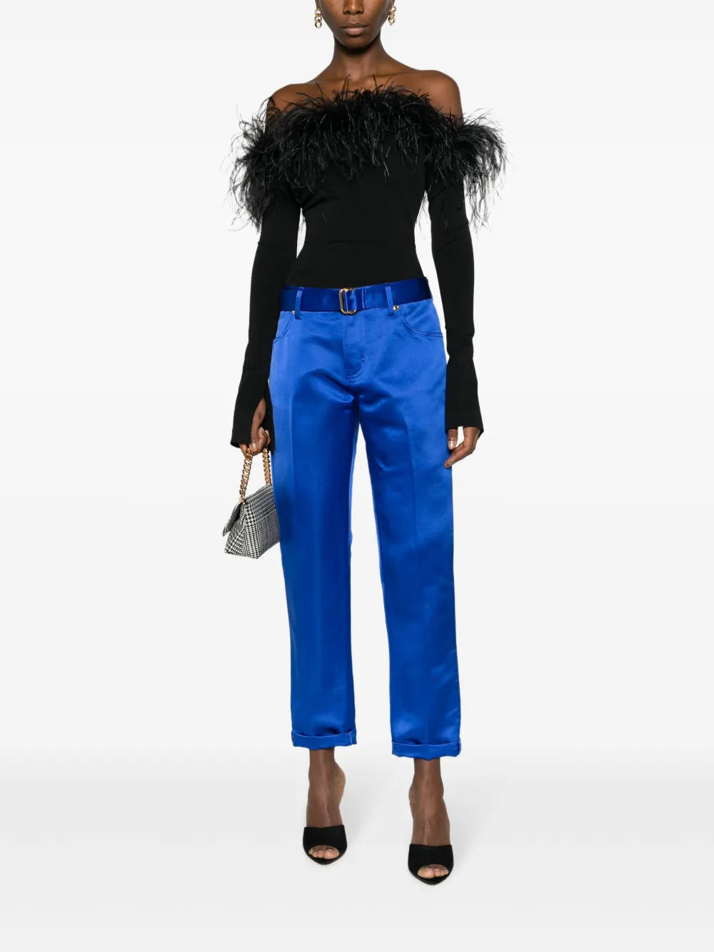 Cropped Silk Satin Trousers