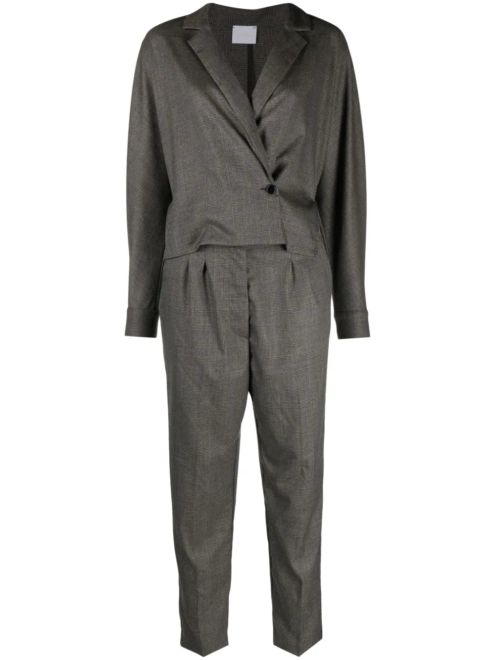 Notched-Lapel Long-Sleeve Jumpsuit