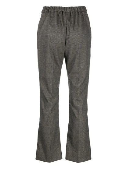 Plaid-Check Flared Tailored Trousers