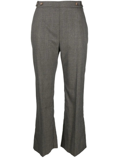 Plaid-Check Flared Tailored Trousers