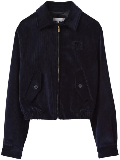 Logo Patch Corduroy Bomber Jacket