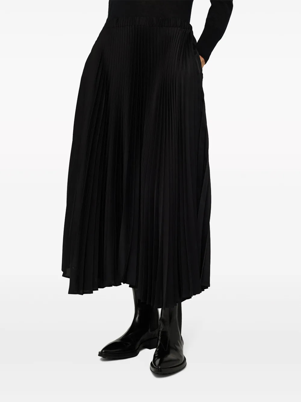 High-Waist Pleated Midi Skirt