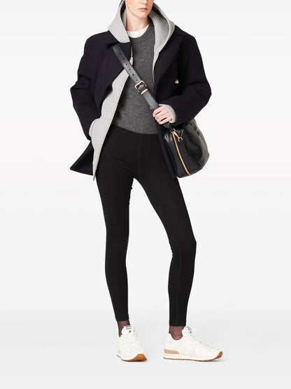 Logo-Patch Layered Silk Leggings