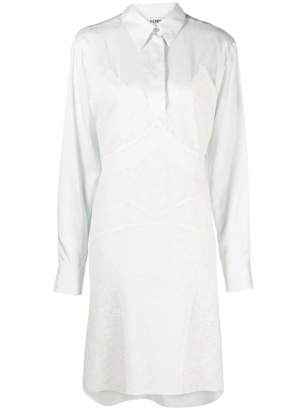 Lace-Detail Silk Shirtdress