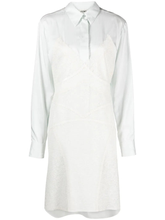 Lace-Detail Silk Shirtdress