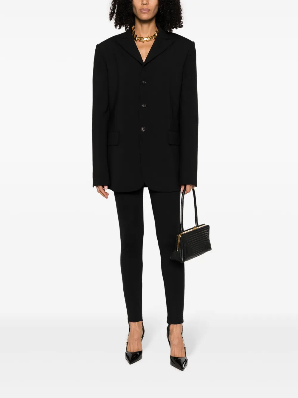 Strap-Detail Single-Breasted Blazer